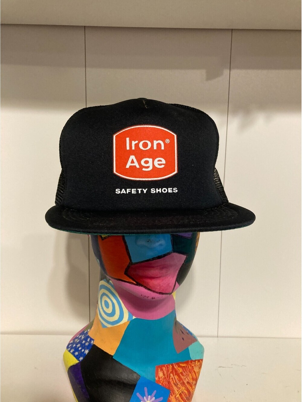 New Dead Stock VIntage Iron Age Safety Shoes Hat Meshback Snapback Black Trucker